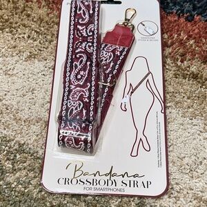 Crossbody Strap for Smartphones or Crossbody Bags Red Bandana Guitar Strap NWT